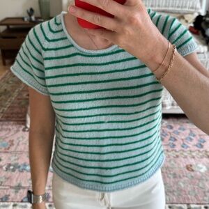 Hand knit merino wool and nylon sweater tee